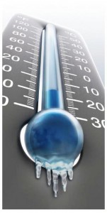 Thermometer showing cold temperatures